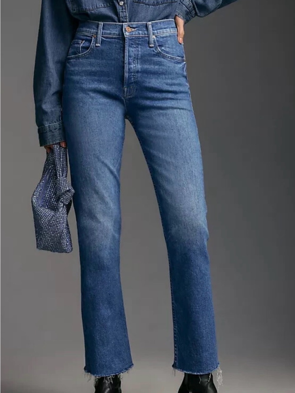 MOTHER Women's The Tomcat Ankle Fray Jeans in "Arigato Mr. Roboto" wash- 🧼 NWOT
